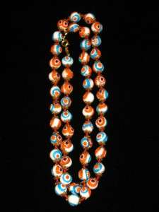 Vintage Americana Art Glass Millefiori Bead Necklace 24.5 Long  