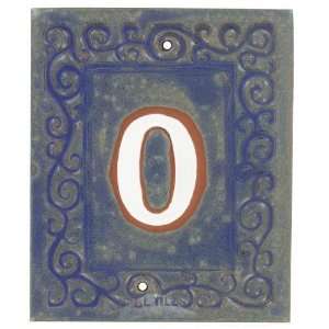   Swirl house numbers   #0 in blue fog & marshmallow