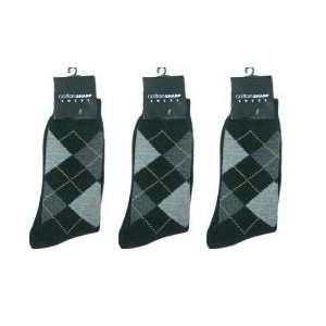  Mens Dress Socks, 3 Pairs, Argyle Pattern, Black Sports 