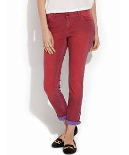 Red (Red) Two Tone Coated Jeans  252492660  New Look