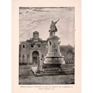   Santa Maria Menor Santo Domingo Columbus Statue   Original Halftone