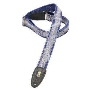   Cotton Guitar Strap with Worn torn Treatment,Blue: Musical Instruments