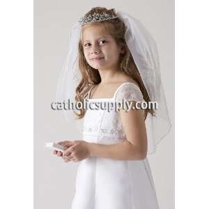   Girl Veil with rhinestones and pearl adorned tulle veil Everything