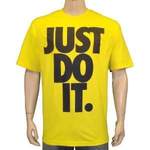  Nike Mens Just do it T Shirt Yellow Black Sports 