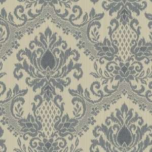 Waverly Wallpaper Grey Blue and Cream Classic Damask:  