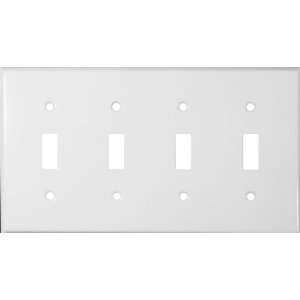   Steel Metal Wall Plates 4 Gang Toggle Switch White