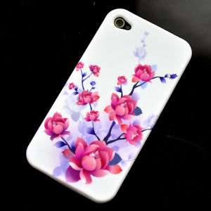 Silikon TPU Hülle für iPhone 4 4G Schutzhülle Tasche Case Blumen 