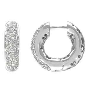    14k White Gold, Pave Diamond Hoop Earrings (0.50 ctw): Jewelry
