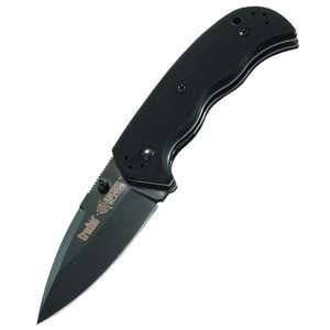  Crucible Black Folding Blade, Plain, G 10 Handle, Clip 