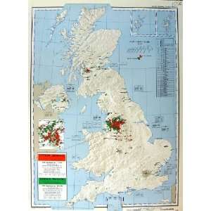  Map Britain Ireland 1963 Employment Cotton Linen Jute 