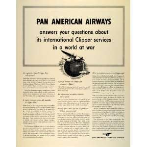  1942 Ad Pan American Airways Clipper Passenger Airline 