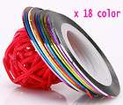 Lot of 18 Color Rolls Striping Tape Line Nail Art Decoration Sticker.