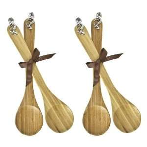  Kokopelli Bamboo Serving Spoon, Set of 4