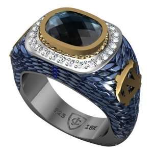  UNC Sky Blue Topaz and Diamond Signature Ring   Size 12 