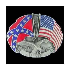 Pewter Belt Buckle   Dixie Flags