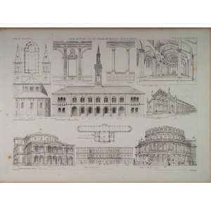  1870 Lithograph Architecture Germany Train Station Bulach 