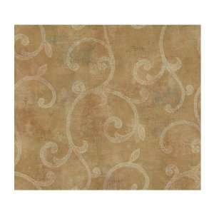   Brandywine Scroll Wallpaper, Pearled Gold/Hint Of Blush/Winter White
