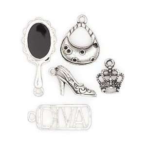  Blue Moon Trinket Shoppe Metal Charms 5/Pkg Diva Silver; 3 