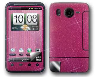 HTC Desire HD Skin PINK GLITZER Handy Folie Aufkleber  