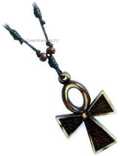 Ankh Egyptian Cross adjustable Black Cord Mens Necklace  