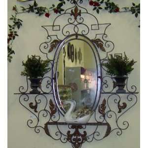   : Metal Shelf Glass Mirror Large Contemporary Scroll: Home & Kitchen