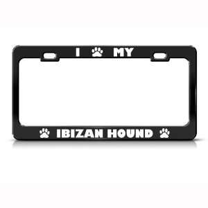 Ibizan Hound Dog Dogs Black Metal License Plate Frame Tag Holder