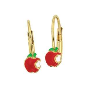  Disney   Snow White Apple Earrings in 14k Yellow Gold 