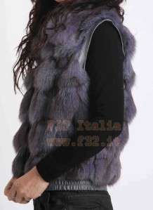 F32 ITALY QUALITY Fox Fur Leather VEST top GILET Pelliccia Volpe 