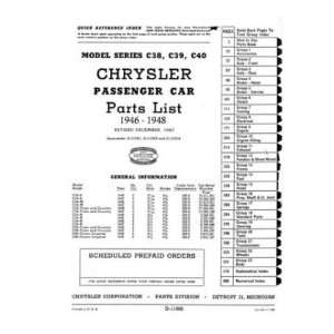    1946 1947 1948 CHRYSLER Parts Book List Guide Catalog: Automotive