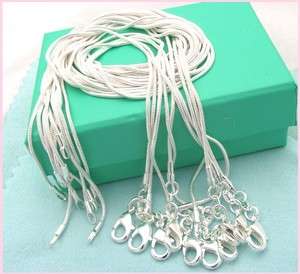   shipping wholesale 10PCS solid silver 1MM snake chain necklace DC08