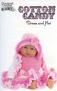 Cotton Candy Baby Girl Dress and Hat Gourmet Crochet Pattern Leaflet 