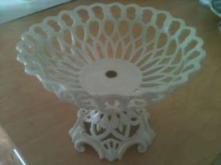 FRENCH OLD PARIS PORCELAIN COMPOTE, RETICULATED BASE!!  