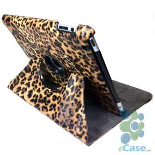   Leopard Pattern 360 Rotating Stand Smart Cover Swivel Case iPad 2
