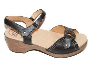 Womens Dansko 9827027000 Sara Waxy Black Strap Sandals NWOB $115 Sz 39 