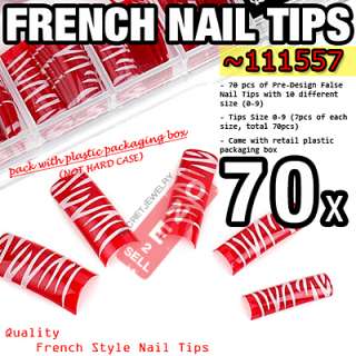 70 pcs Acrylic French False Nail Tips Patterns   V01  