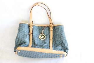 MICHAEL Michael Kors signature dual strap blue buff tote handbag $198 