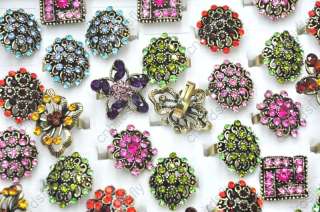 5X Wholesale jewelry lots handcraft Rhinestone Flower adjustable 