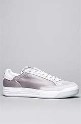 adidas The Rod Laver Sneaker in Aluminum, Light Grey, & Light Maroon