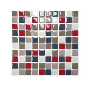 Smart Tiles10 in. x 10 in. Multi Colored Peel and Stick Mocha Mosaic 