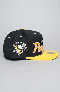 Mitchell & Ness The Pittsburgh Penguins Script 2Tone Snapback Cap in 
