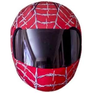 Skullskin Roller Vespa Motorrad Helm Cover   Wired Web Red  