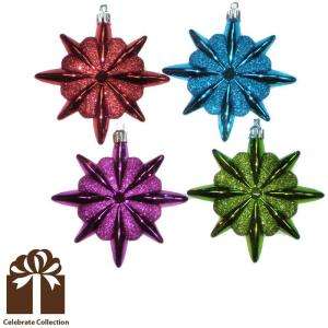 Martha Stewart Living Glittered Multi Color Starburst Ornaments (set 
