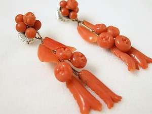 Antique Victorian Pink Coral Earrings  