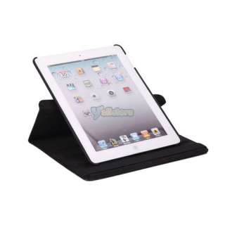 Black Leather Case Rotating Stand for iPad 2