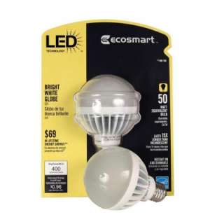 EcoSmartG25 8 Watt (50W) Warm White (3000K) LED Globe Light Bulb (E)*