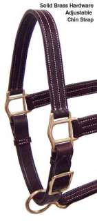 Best Adjustable Triple Stitch Leather Horse Halter  