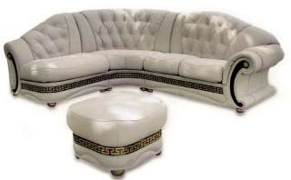 Luxus Möbel Italien Echtleder Garnitur Couch Sessel Klassik Qualität 