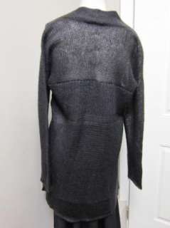 Eileen Fisher Square Neck Long Cardigan in Washed Mohair DEEP PURPLE 