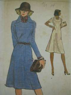 Vintage Vogue 9059 A LINE DRESS LONG or SHORT SLEEVE Sewing Pattern 