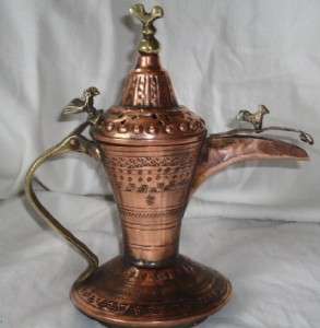 ISLAMIC   ARABIC   TURKISH ANTIQUE COPPER AND BRASS COFFEE POT DATE 